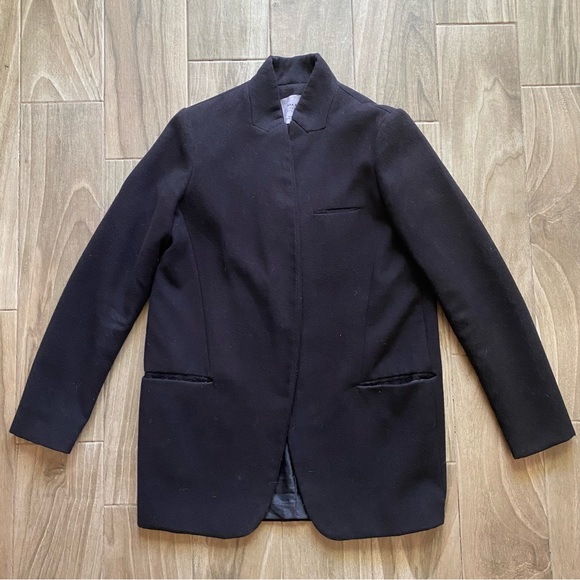 Zara Jackets & Blazers - Zara basic outerwear department oversized black inverted lapel frock coat XS